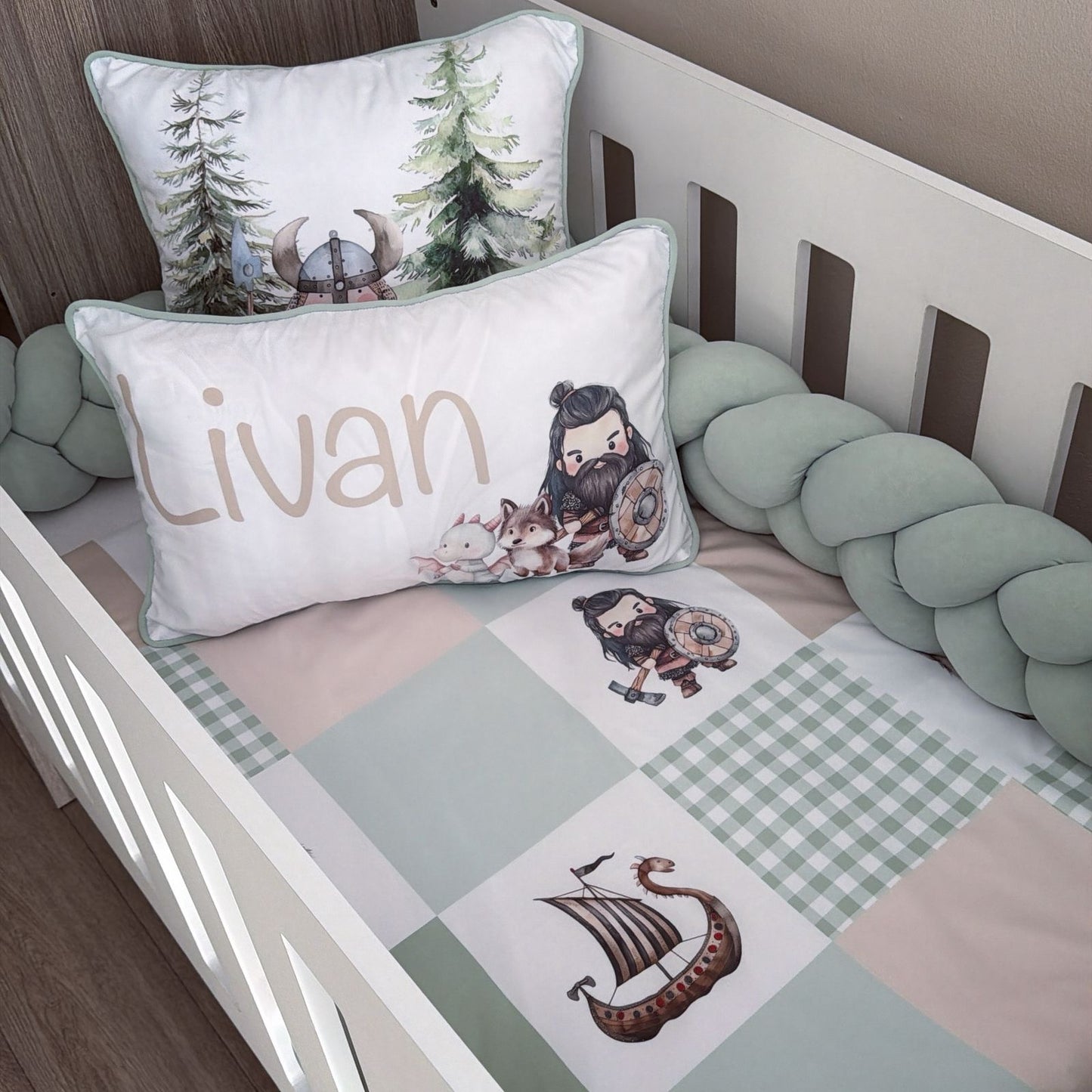 Cot Bedding - Sage Viking Set 01
