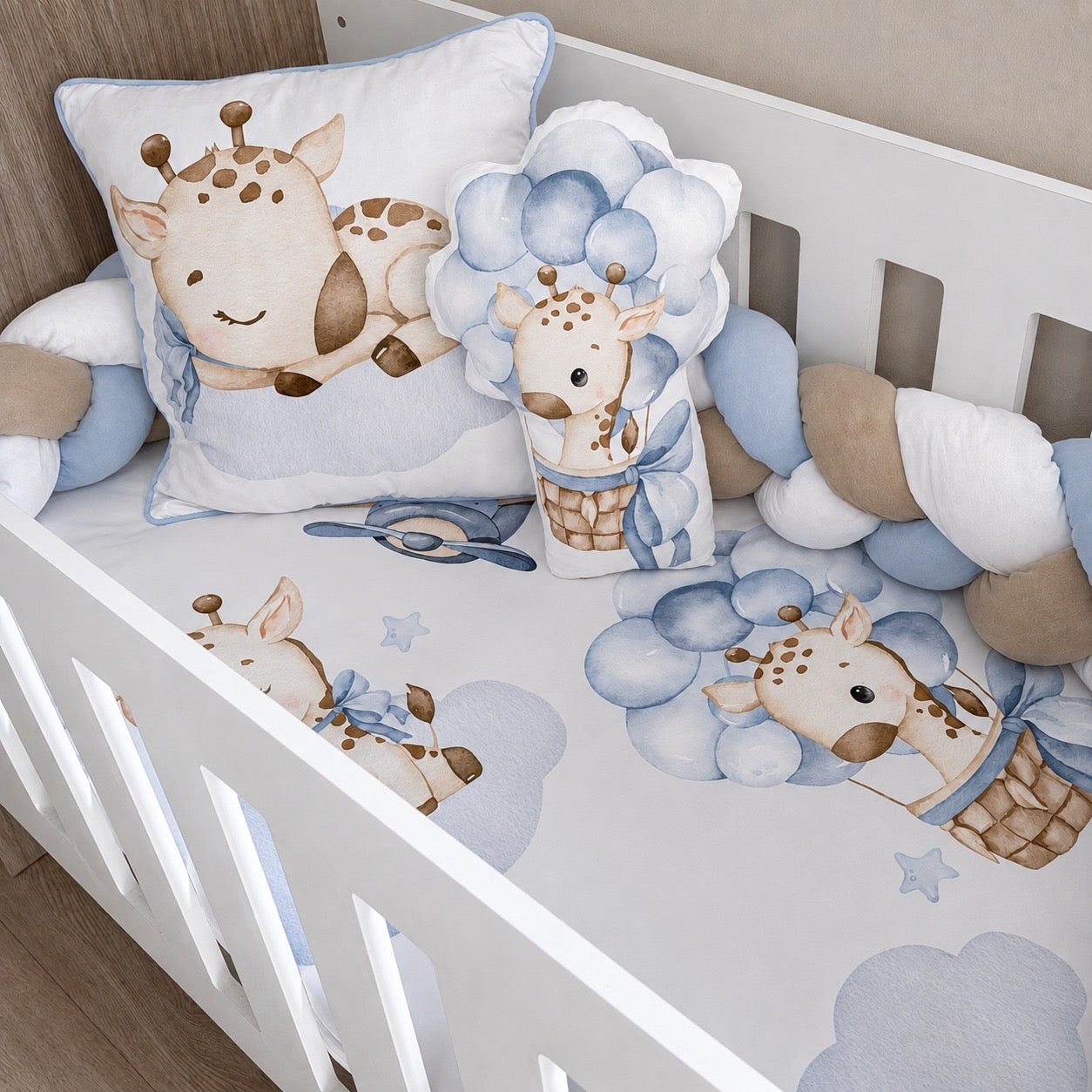 Cot Bedding - Up and Away Giraffe Set 01