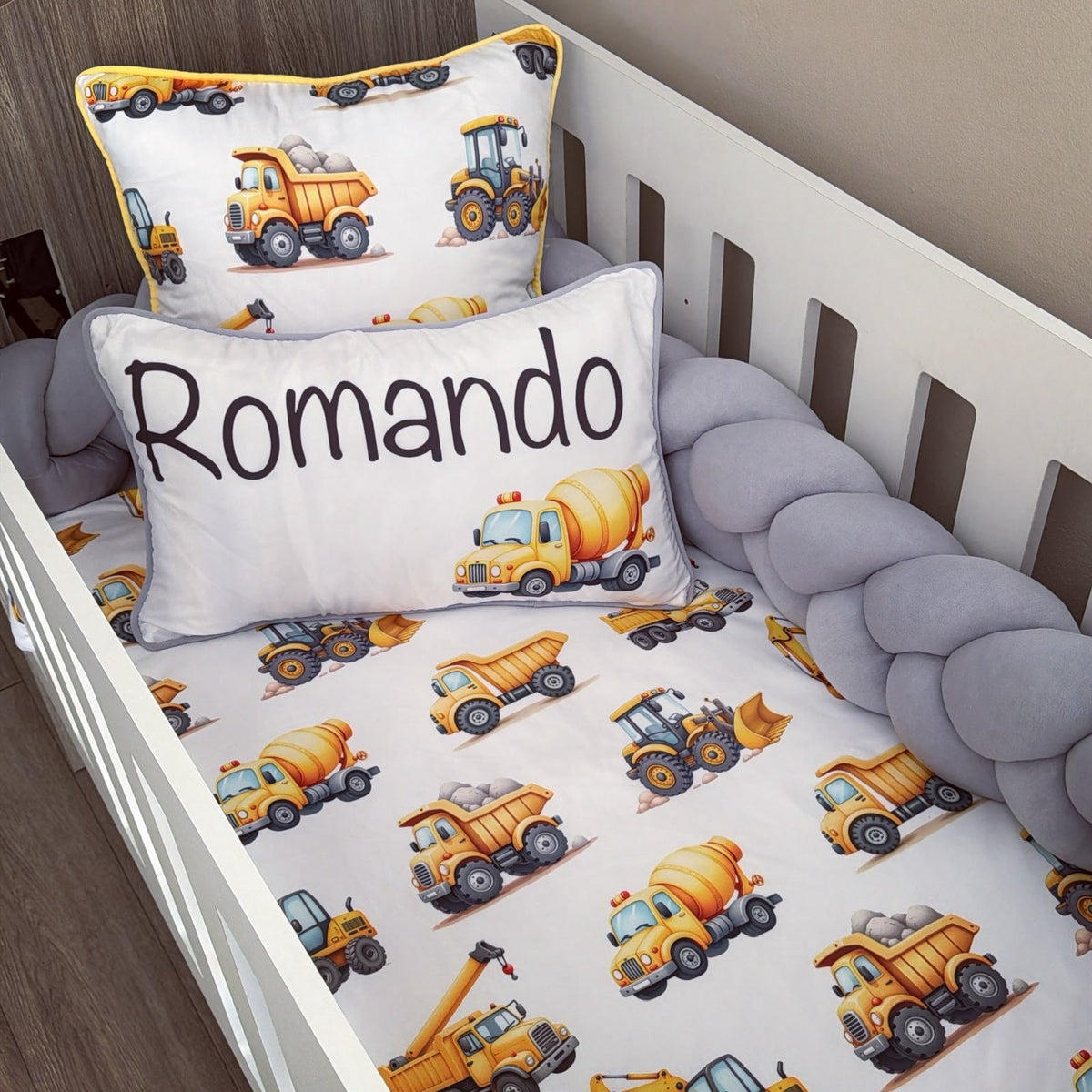 Cot Bedding - Yellow Construction Set 02