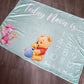 Baby milestone blanket with cartoon characters and numerical text on a wooden floor. | All Nursery Sets | Baby Bedding Sets South Africa | Soft Spot Kids | South Africa