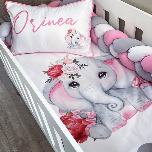 Cot Bedding - Pink Elephant Set 16