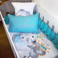 Cot Bedding - Blue Elephant Set 12