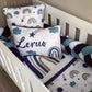Cot Bedding - Navy Rainbow Delight Set