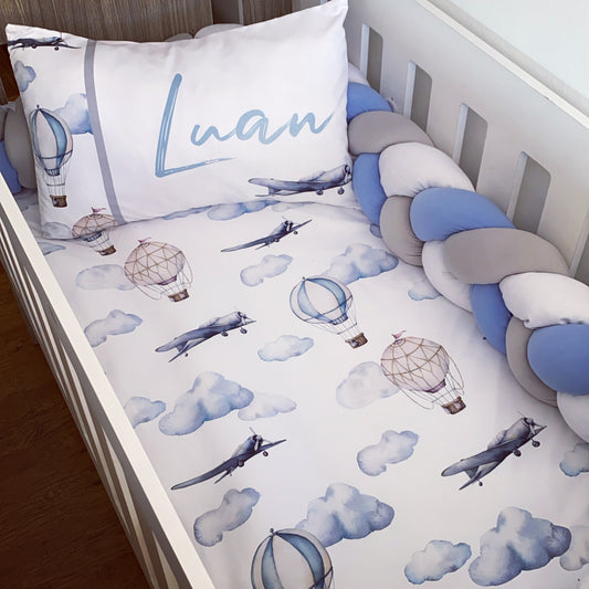 Cot Bedding - Blue Plane Set 06