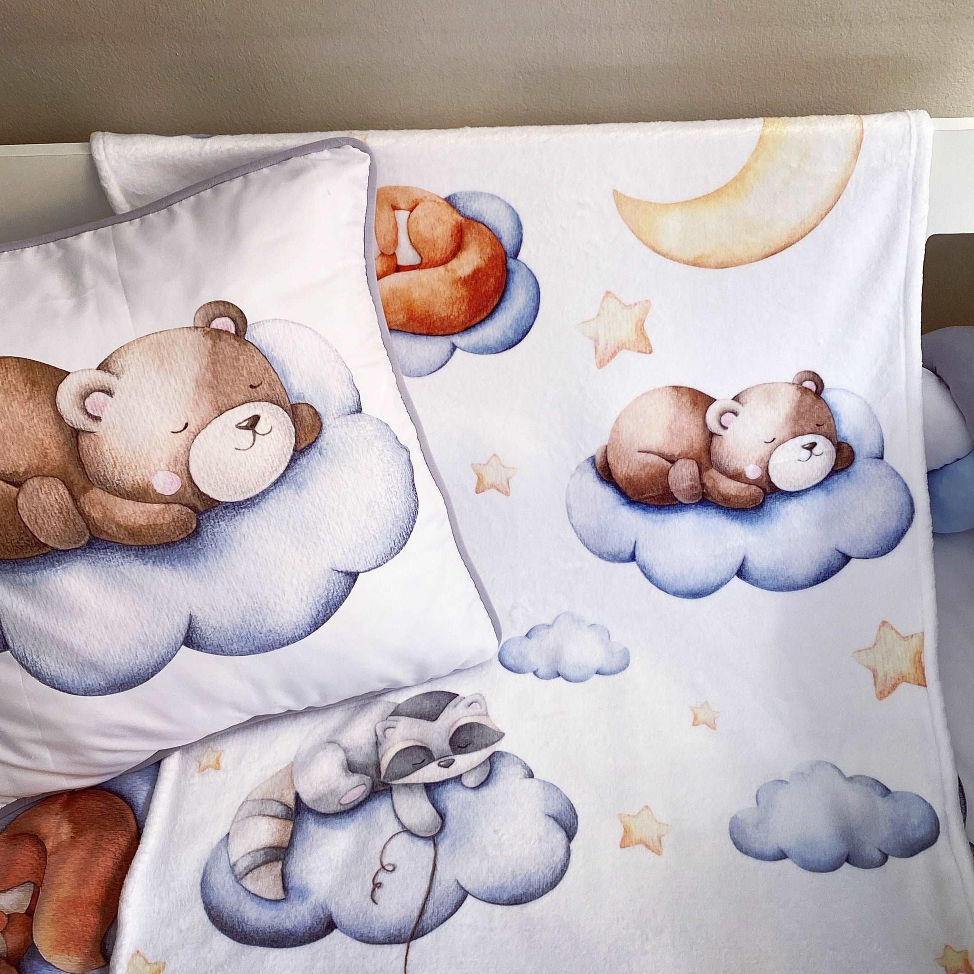 Cot Bedding - Blue Grey Woodlands Set