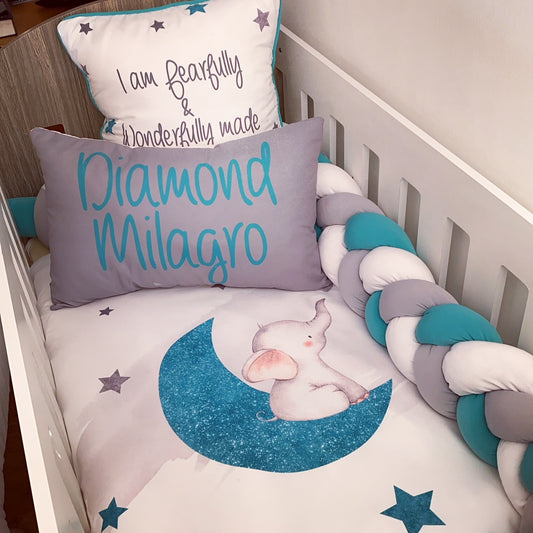 Cot Bedding - Blue Elephant Set 11