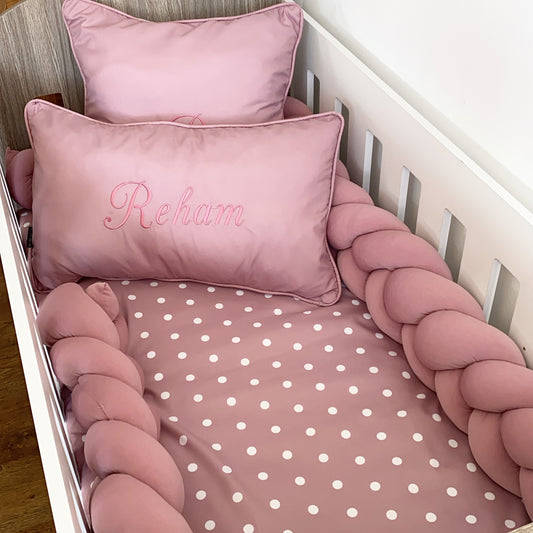 Cot Bedding - Dusty Pink Dots Set 01