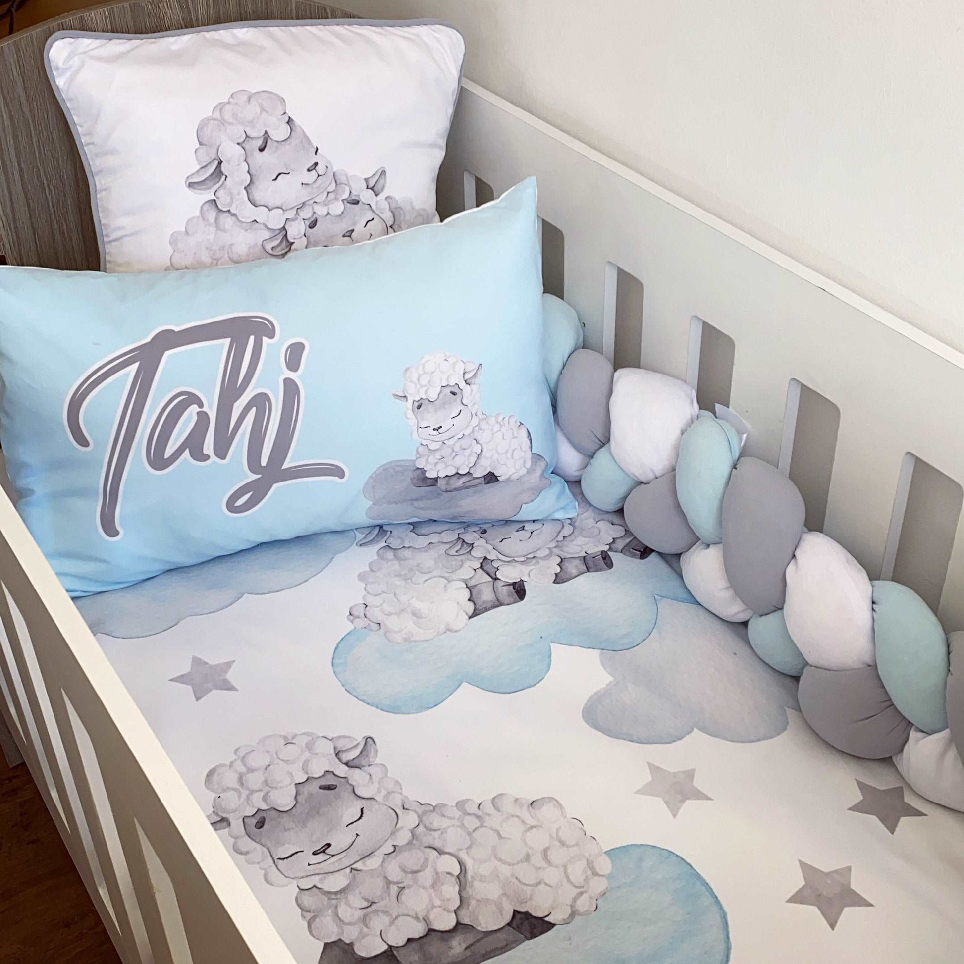 Cot Bedding - Blue Sheep Set