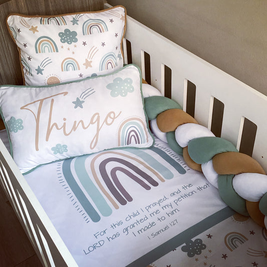 Cot Bedding - Sage Rainbow Set 03