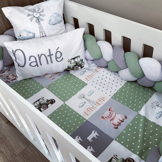 Cot Bedding - Green Farm Set 01