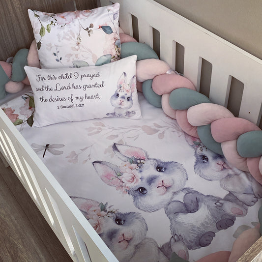 Cot Bedding - Pink Sage Bunny Set 03