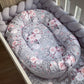 Cot Bedding - Grey Floral Set 01