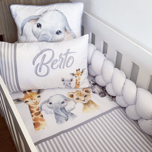 Cot Bedding - Grey Safari Set 04