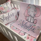 Cot Bedding - Pink Elephant Set 01