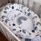 Cot Bedding - Blue Stone Navy Rainbow Delight Set