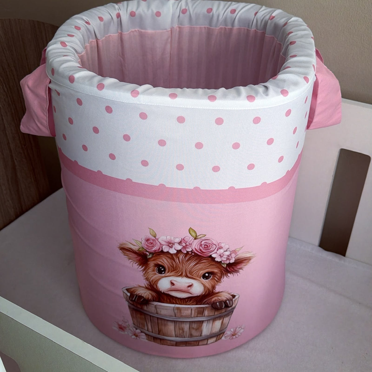 Standard Laundry Barrel - Pink Highland Cow 01