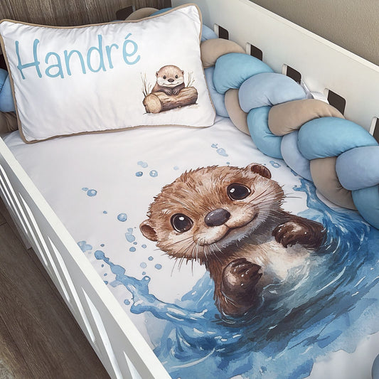 Cot Bedding - Blue Otter Set 01