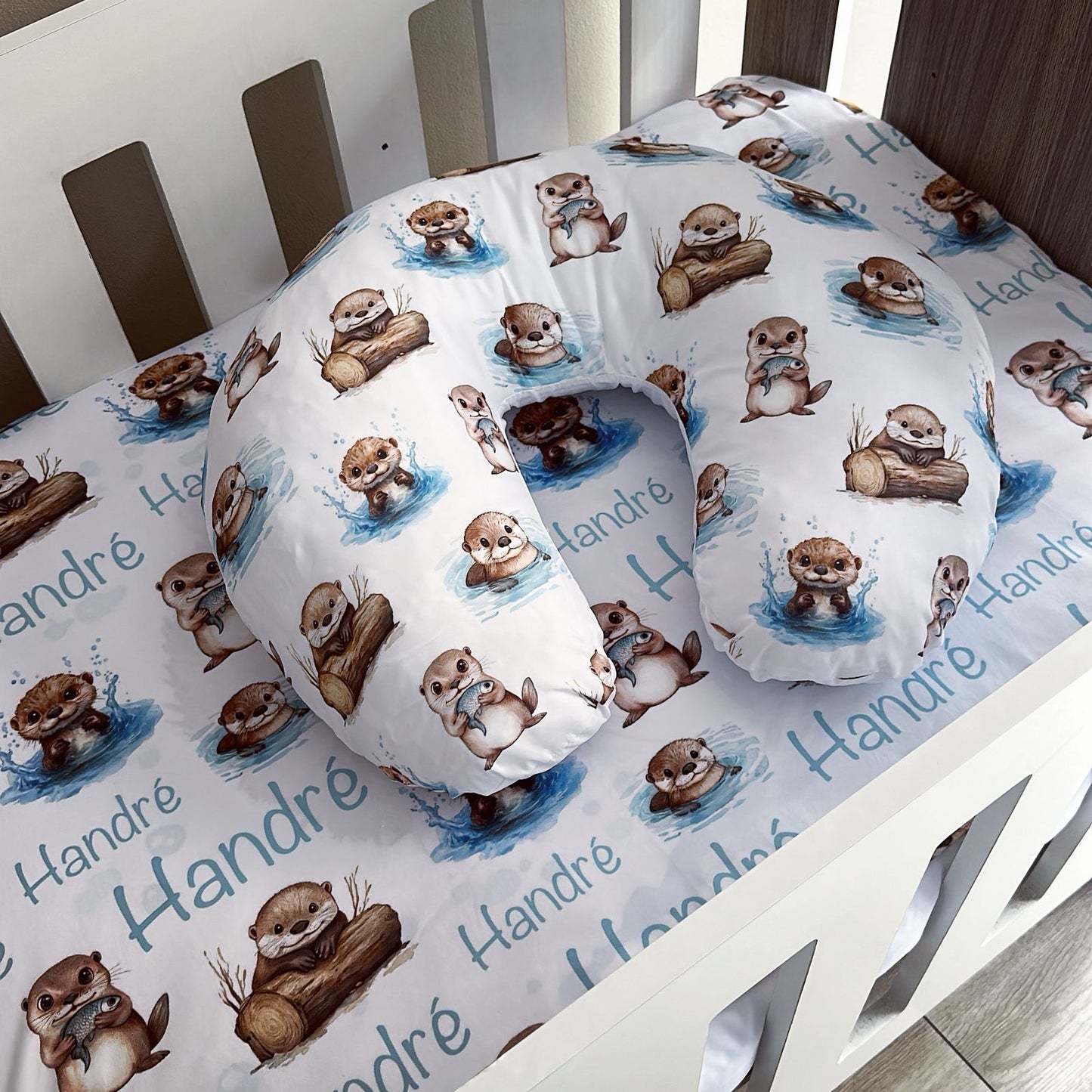 Cot Bedding - Blue Otter Set 01