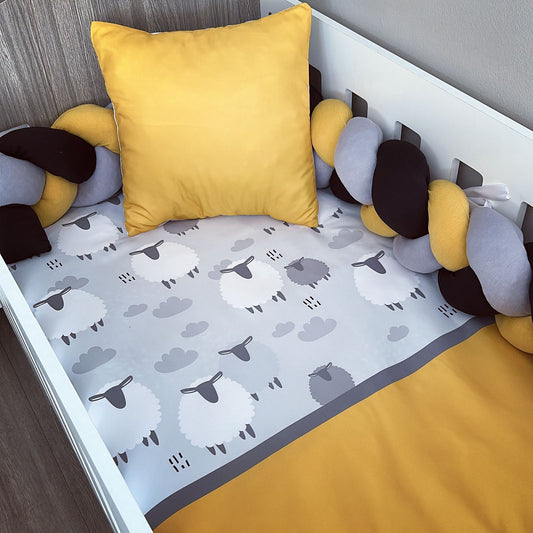 Cot Bedding - Mustard Sheep Set 01
