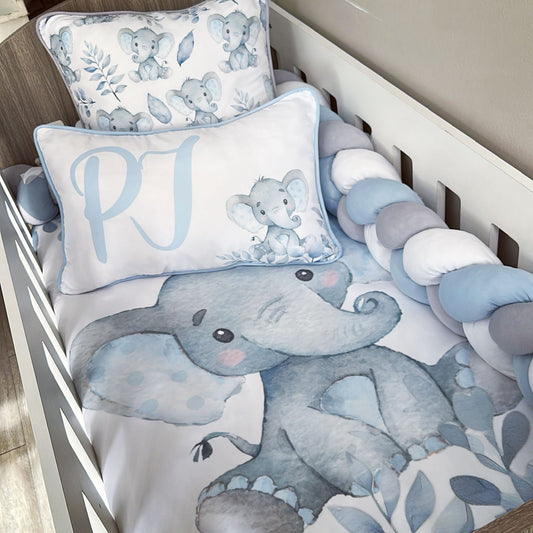 Cot Bedding - Blue Elephant Set 15