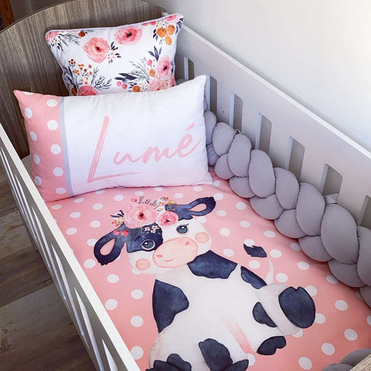 Cot Bedding - Coral Cow Set 01
