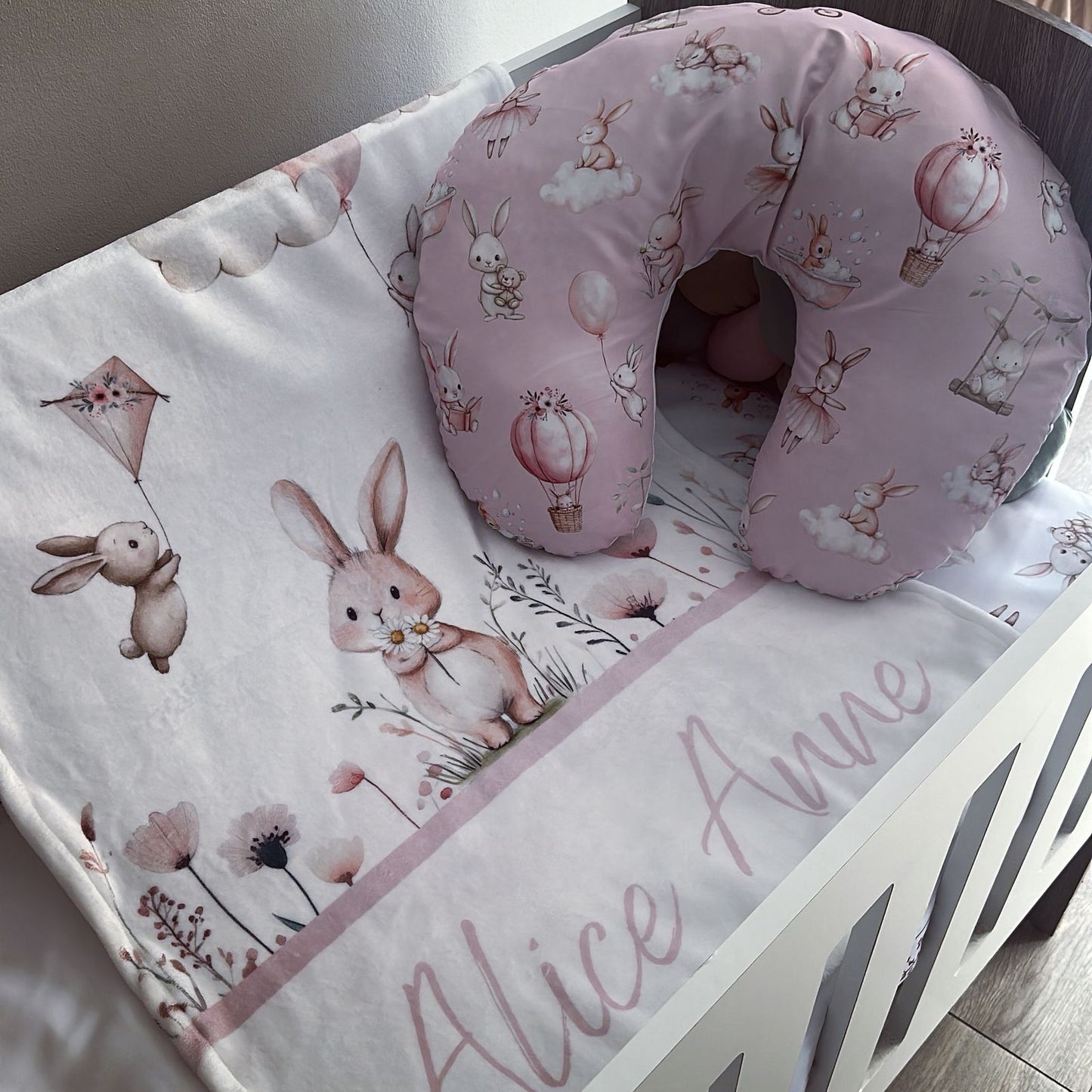 Cot Bedding - Pink Bunny Set 14