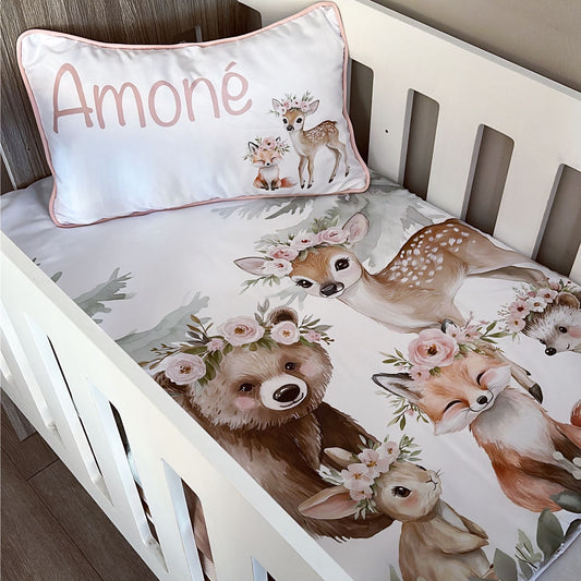 Cot Bedding - Pink Woodlands Set 11