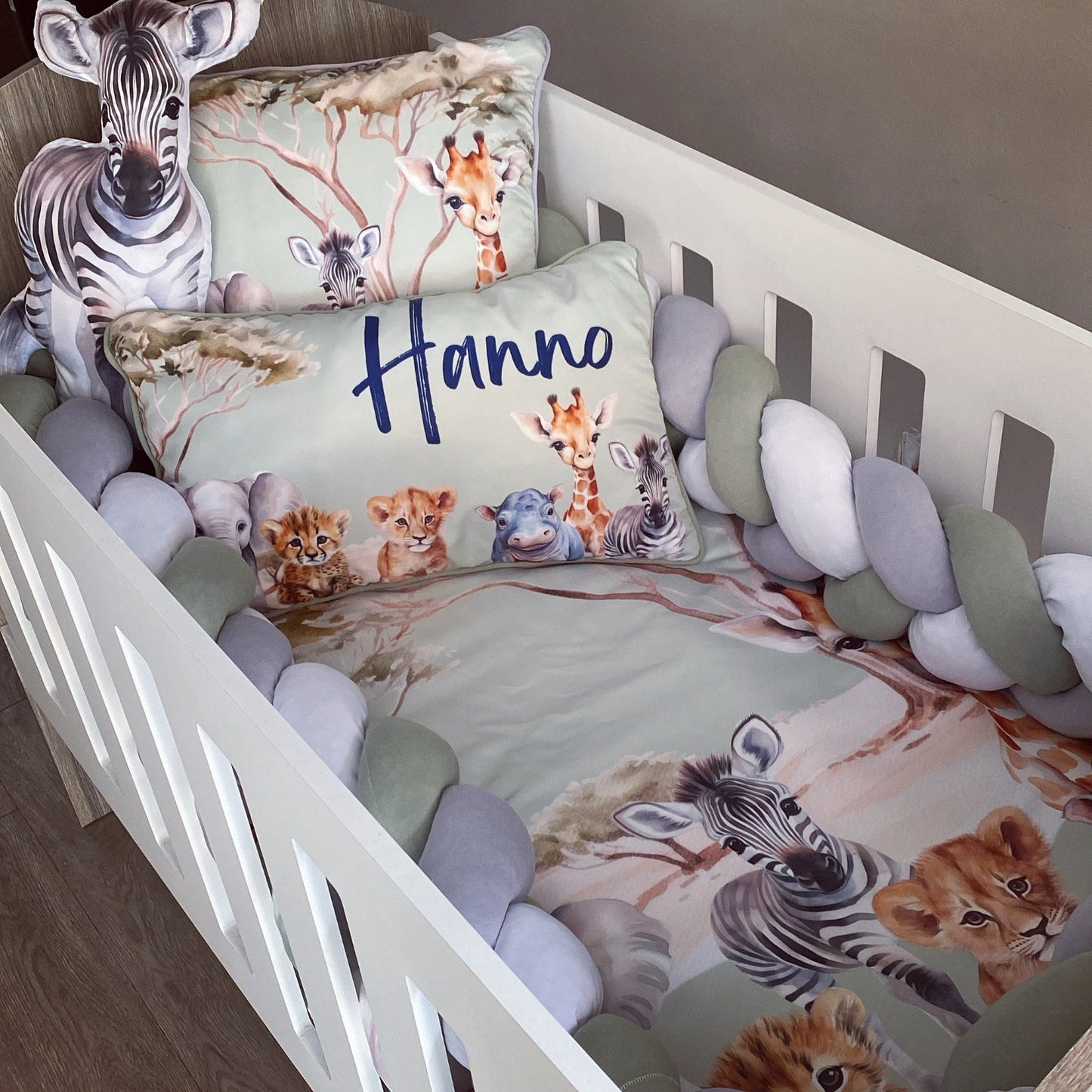 Cot Bedding - Sage Safari Set 11