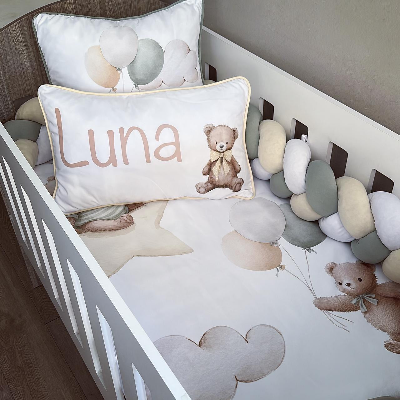 Cot Bedding - Sage Bear Set 02