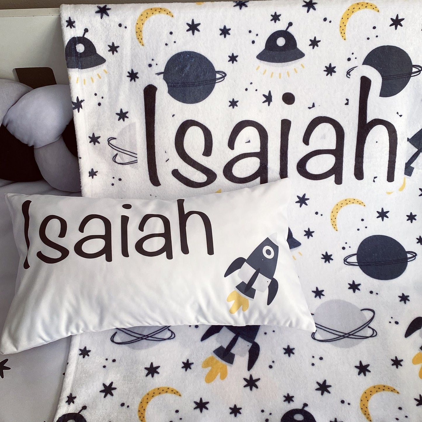 Cot Bedding - Black Space Set 01