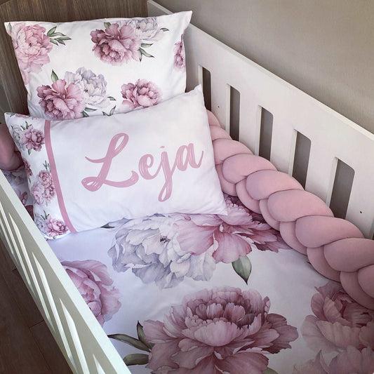 Cot Bedding - Pink Peony Set 01
