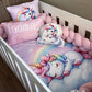 Cot Bedding - Pink Unicorn Set 01