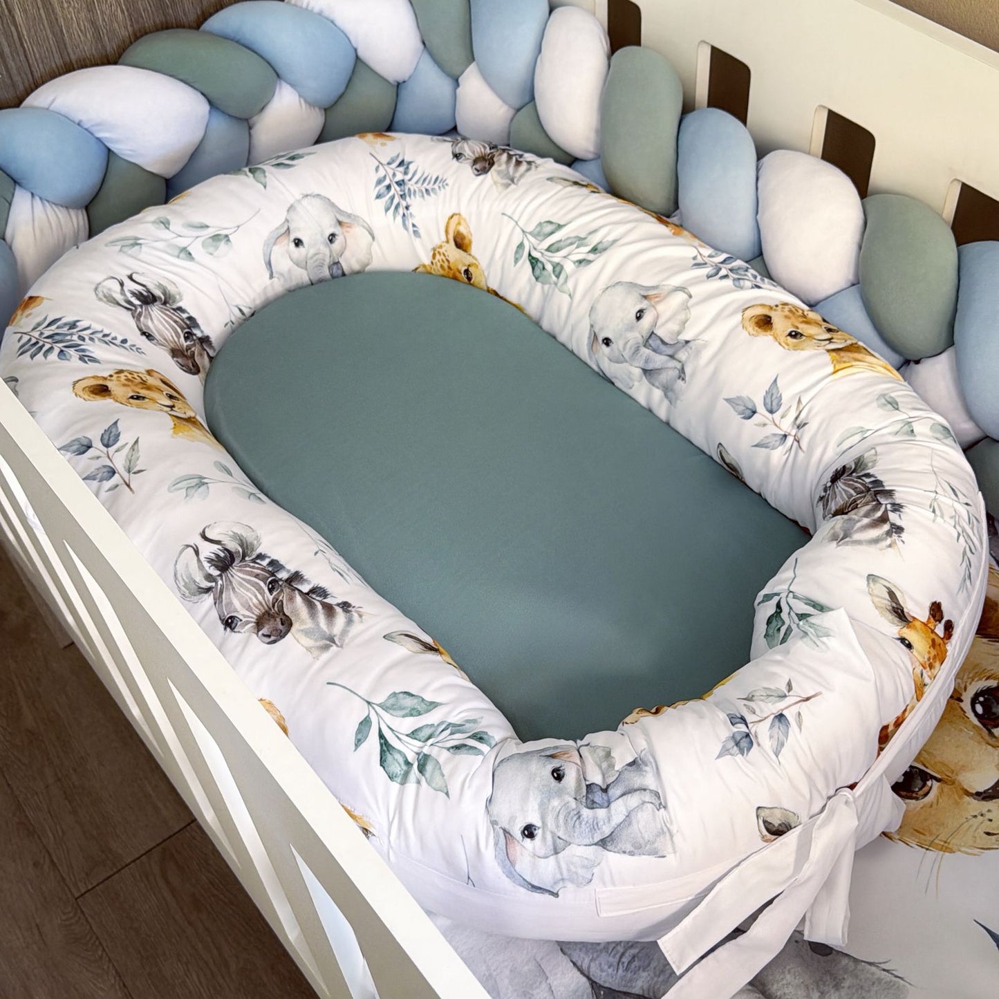 Cot Bedding - Grey Green Safari Set 05