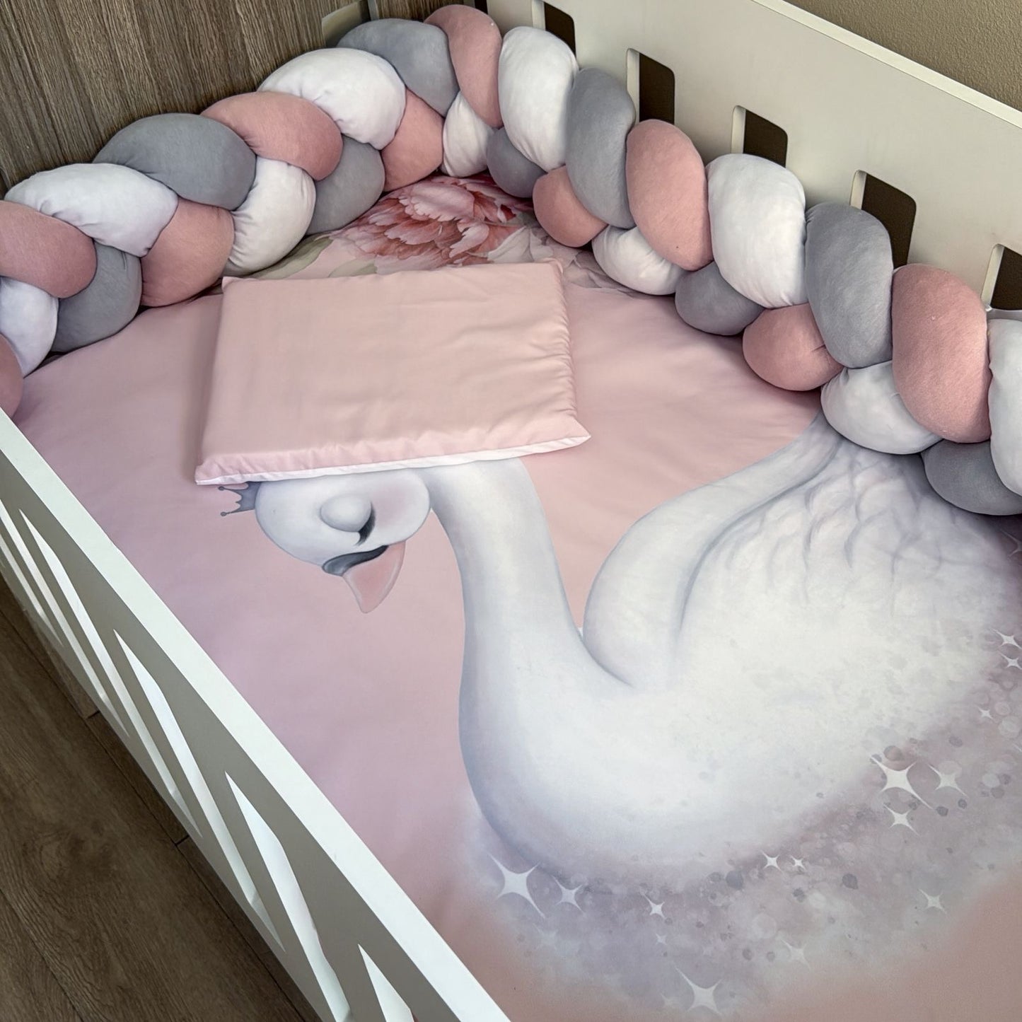 Cot Bedding - Pink Swan 03