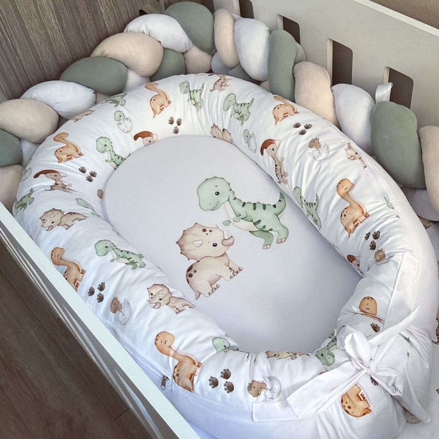 Cot Bedding - Sage Dinosaur Set 01