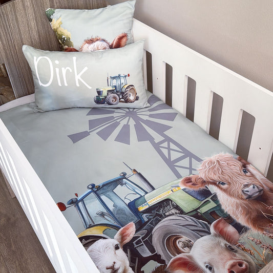 Cot Bedding - Green Farm Set 03