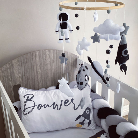 Cot Bedding - Black Space Set 02