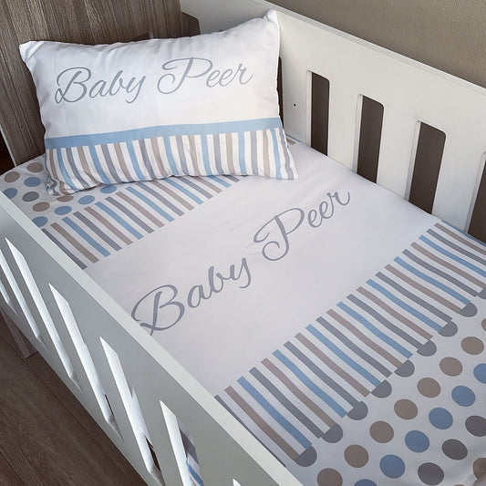 Cot Bedding - Stone Stripe Set 01