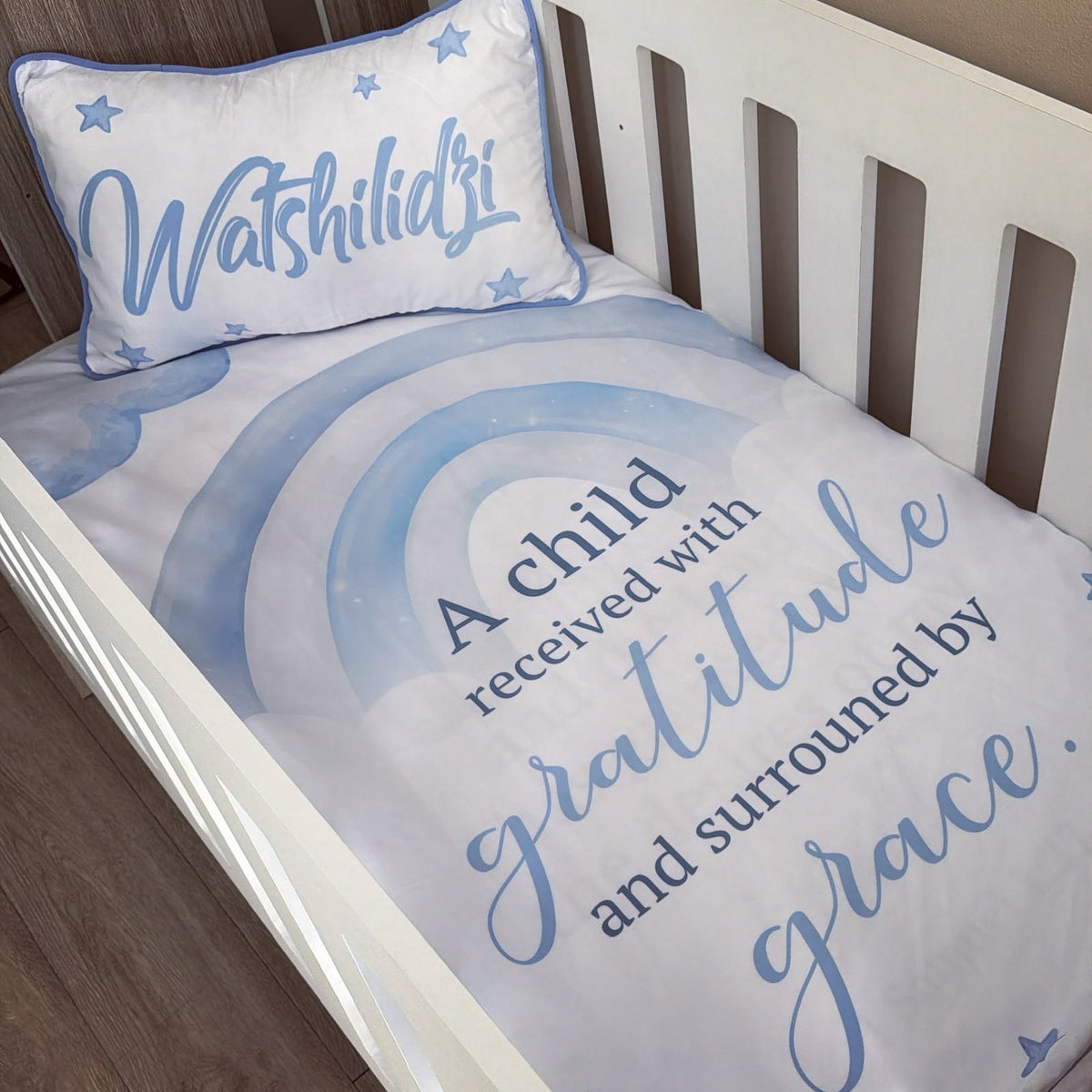 Cot Bedding - Blue Rainbow Set 06