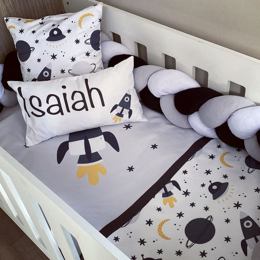 Cot Bedding - Black Space Set 01