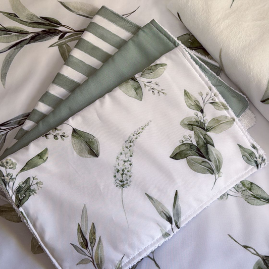 Burpcloths - Olive Green Leaf 01