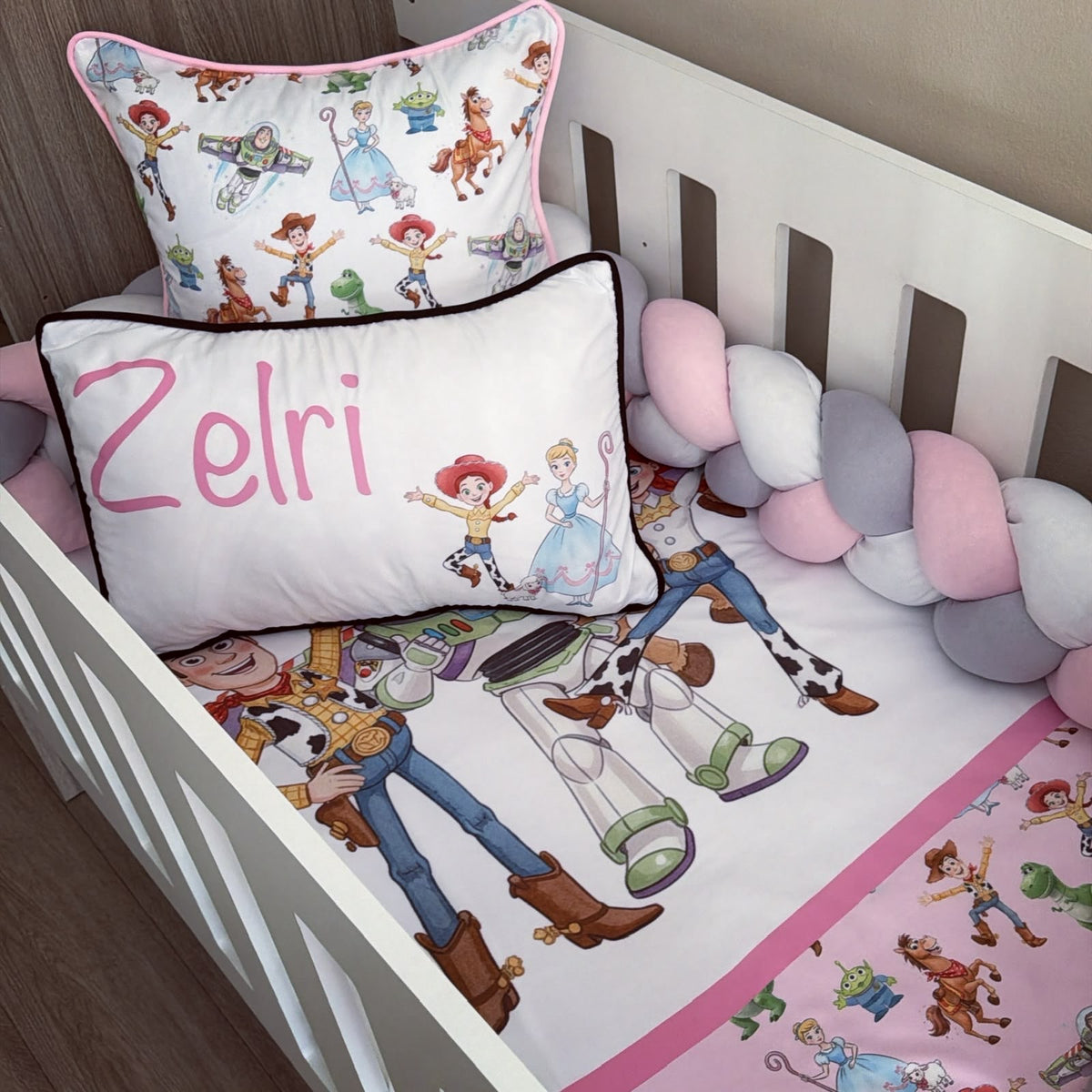 Cot Bedding - Pink Toy Story Set 01