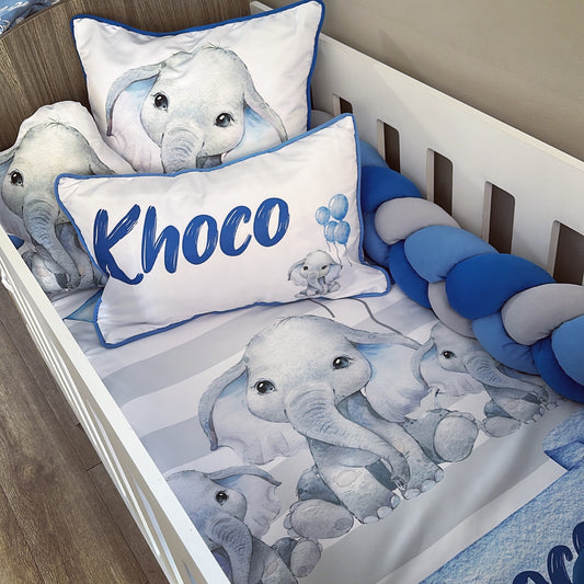 Cot Bedding - Blue Elephant Set 06