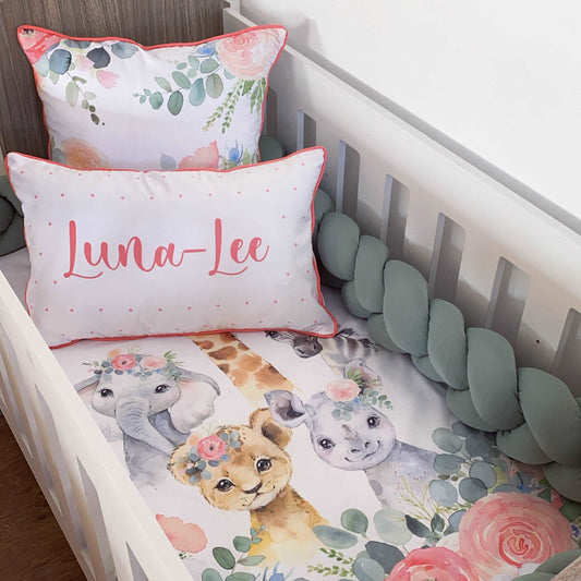 Cot Bedding - Coral Safari Set 01