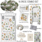 16-piece baby nursery combo set with various items including a braid bumper, name pillow cover, and more.